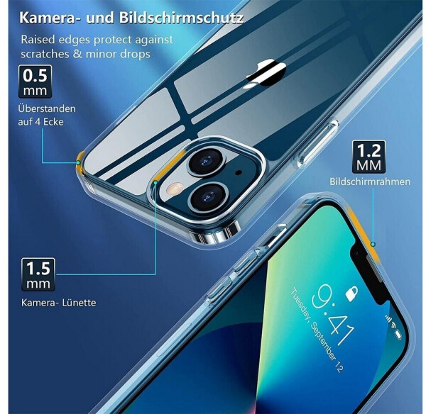 Coolgadget Handyhülle Transparent Ultra Slim Case für Apple iPhone 13 6,1 Zoll, Silikon Hülle Dünne Schutzhülle für iPhone 13 Hülle, Bild 4