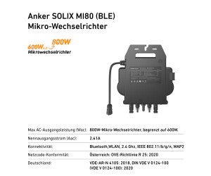 Anker Solix Balkonkraftwerk RS40P 890W mit 2 x 445Wp, MI80 Wechselrichter,  Schuko-Netzkabel 5m ab 874,95 €