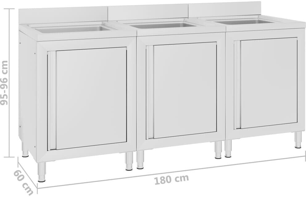Photos - Kitchen System VidaXL Kitchen Cabinets with Sink 3 pcs Stainless Steel white 