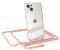 Eazy Case Handykette kompatibel mit Apple iPhone 13, Transparente Silikon-Hülle mit Umhängeband, abnehmbar durch abschraubbare Endstücke, Hülle mit Band, Korall