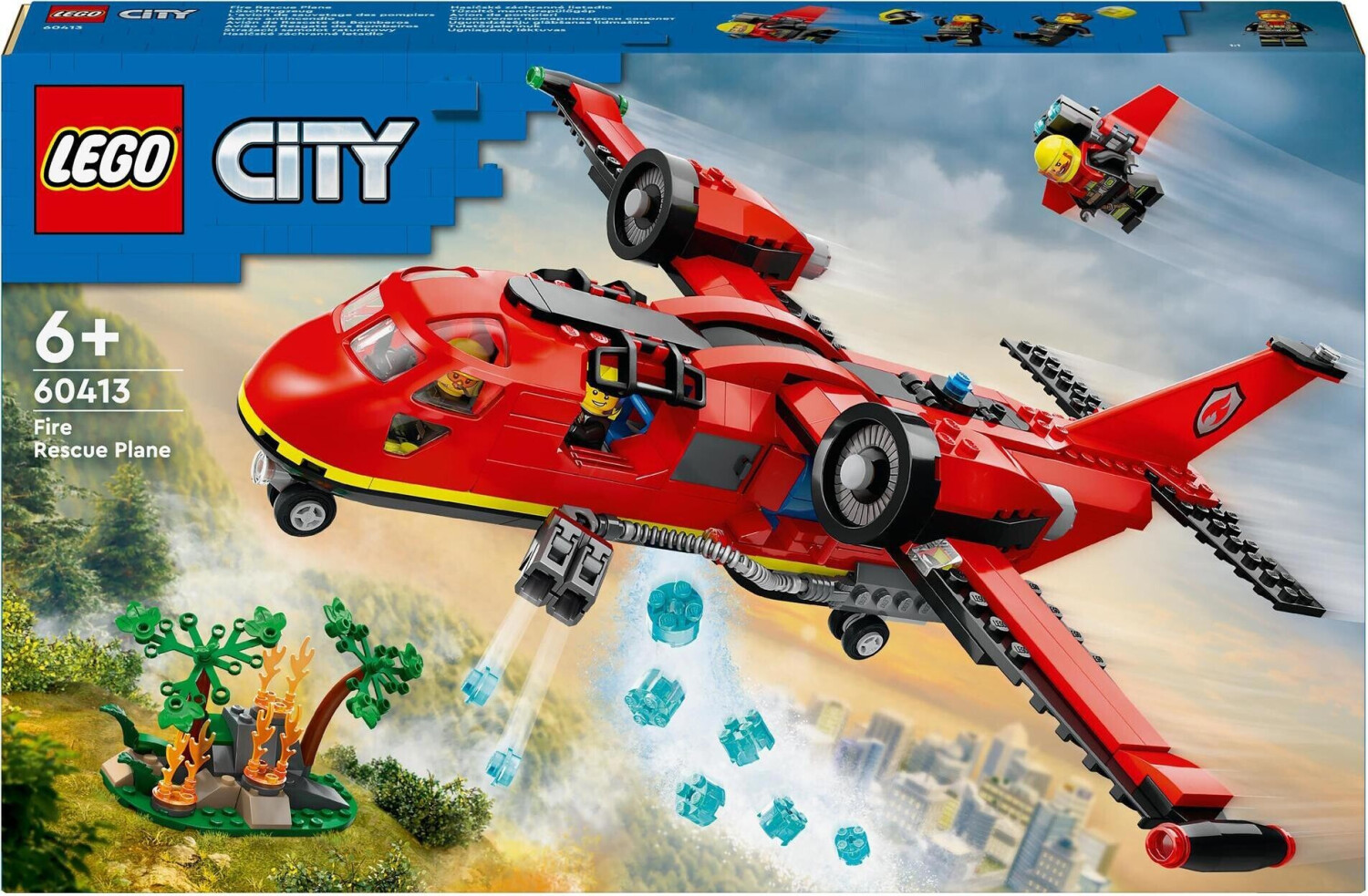 LEGO City 60413 L'Avion de Sauvetage des Pompiers, Jouet avec 3  Minifigurines de Pilote, Pompière pas cher 