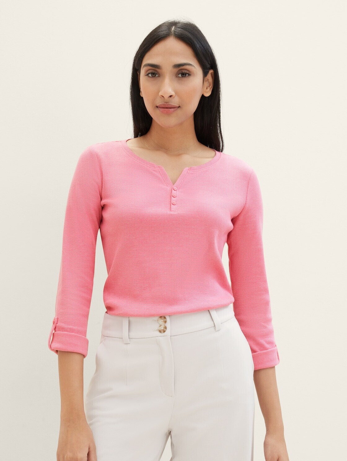 Tom Tailor Langarmshirt mit Bio-Baumwolle (1024036) pink offwhite stripe ck  ab 17,99 € | Preisvergleich bei | Rundhalsshirts