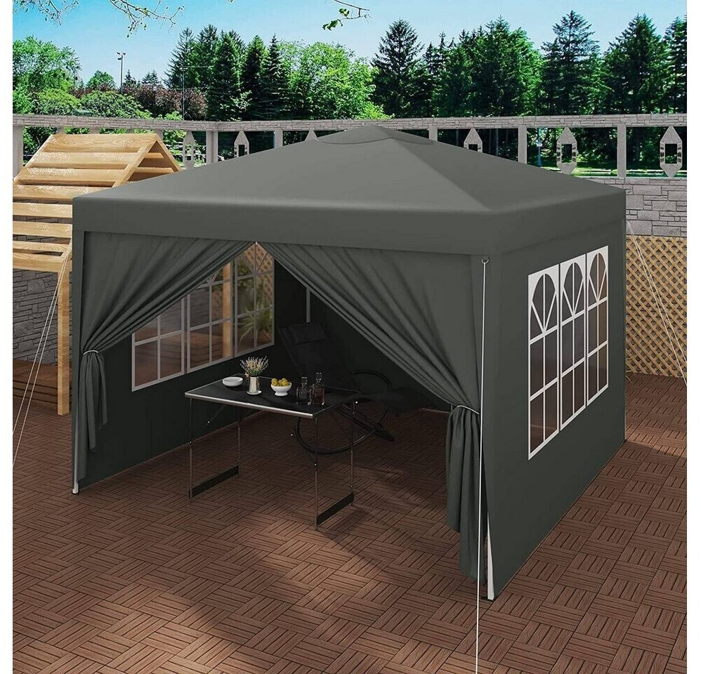 Woltu Faltpavillon mit Seitenwänden Oxford 3x3 m Grau ab 116,09