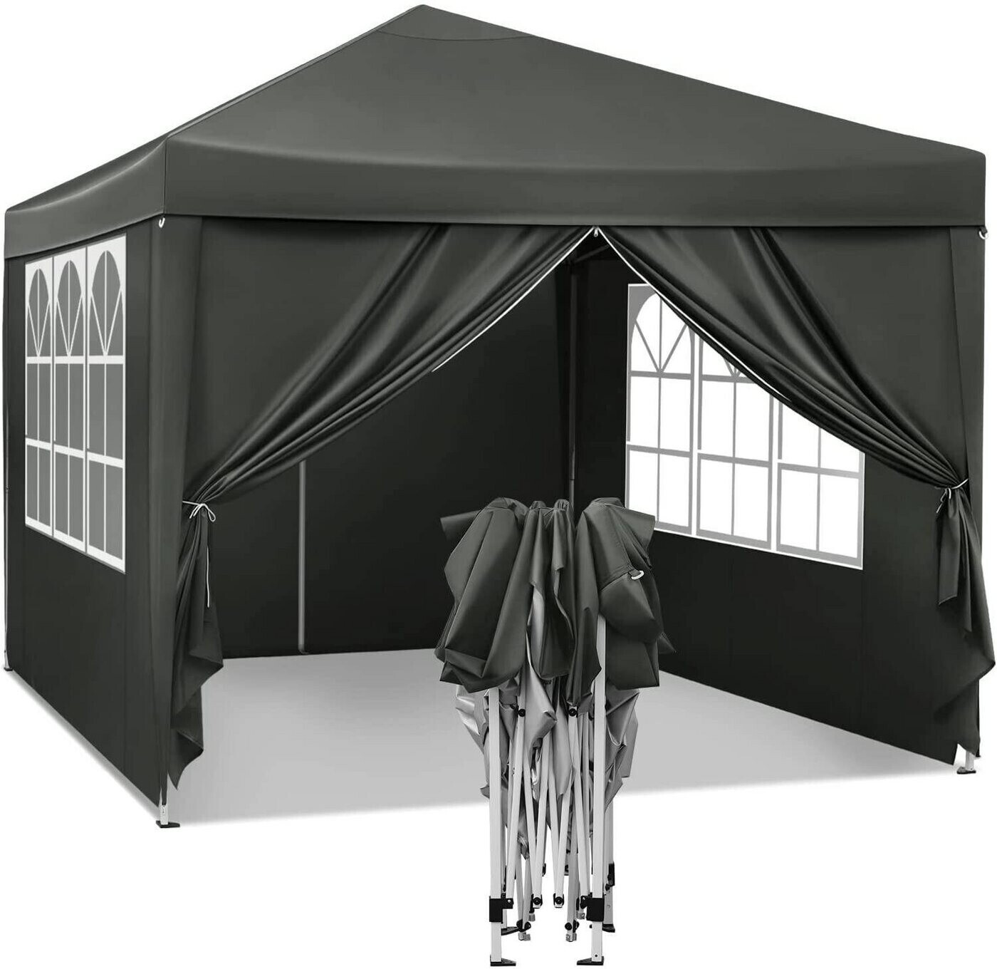 Woltu Faltpavillon mit Seitenwänden Oxford 3x3 m Grau ab € 124,99