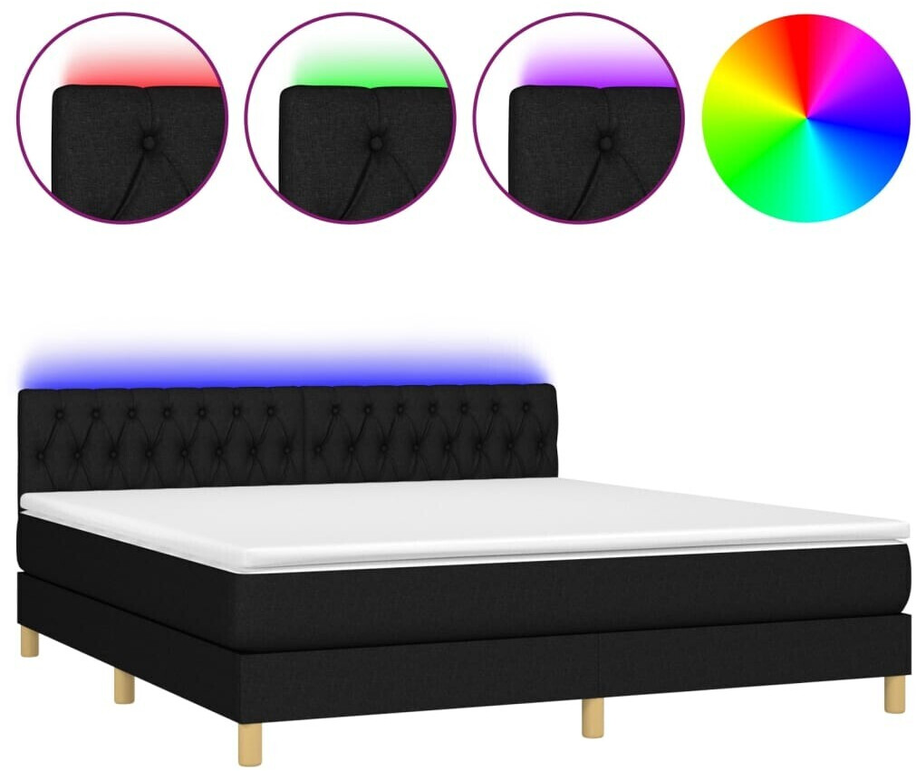 vidaXL Box Spring Bed With Mattress & LED Fabric 160x200cm (3133967)