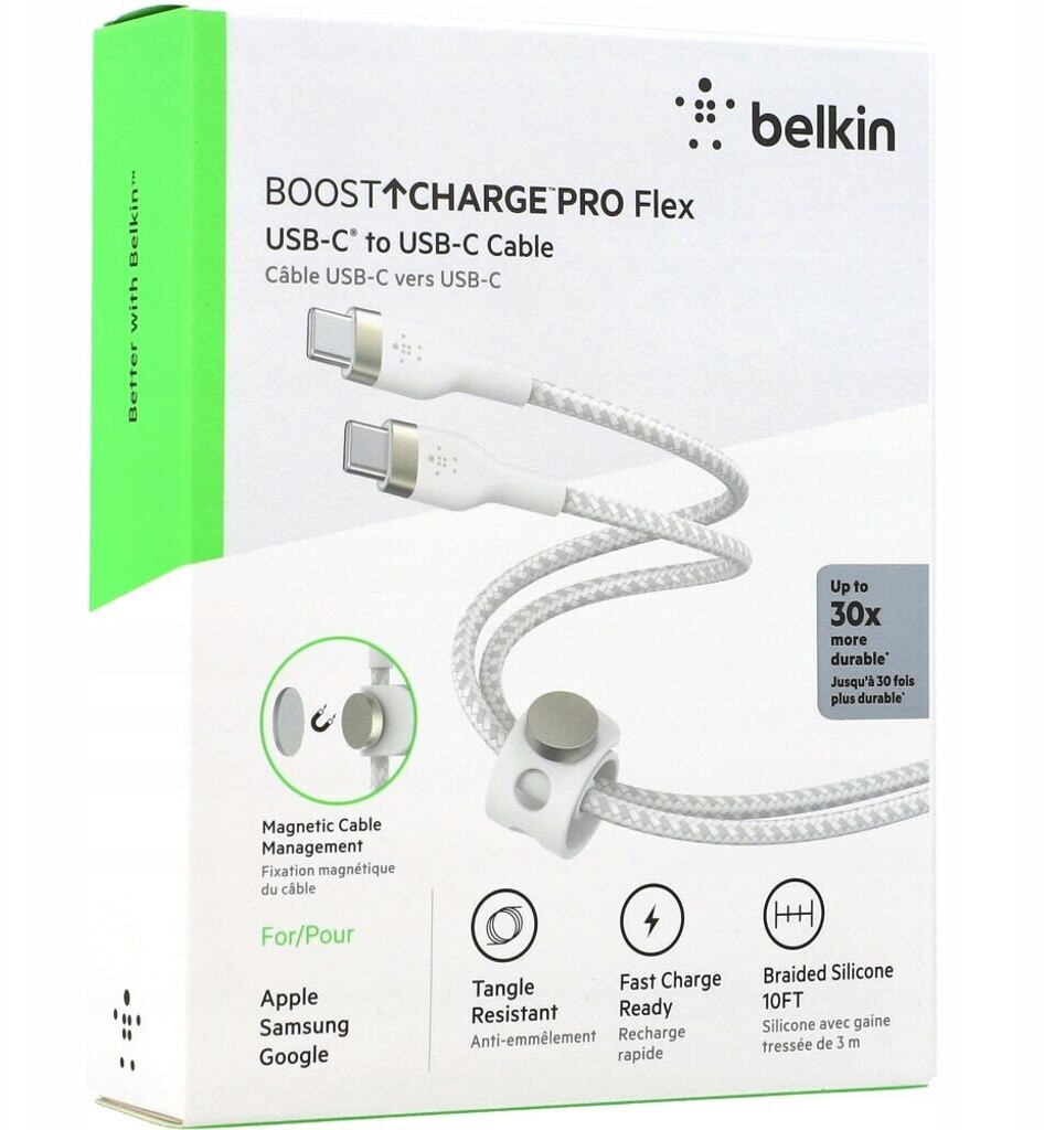 Câble BOOST↑Charge Pro Flex USB-C vers USB-C (1 m) - Blanc