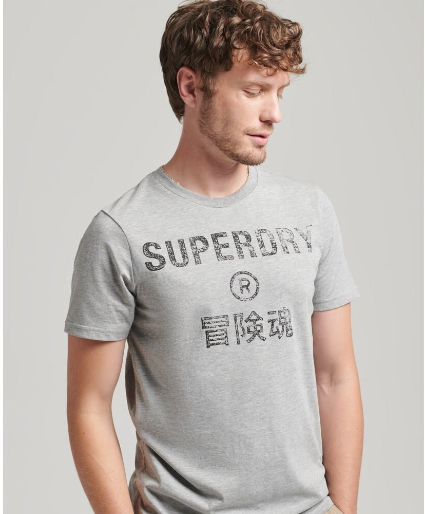 Superdry Vintage Corp Logo T-shirt Uomo, Colore Nero Vintage, Taglia XL. Maglietta Casual Con Logo Stampato, Girocollo, Vestibilità Rilassata.