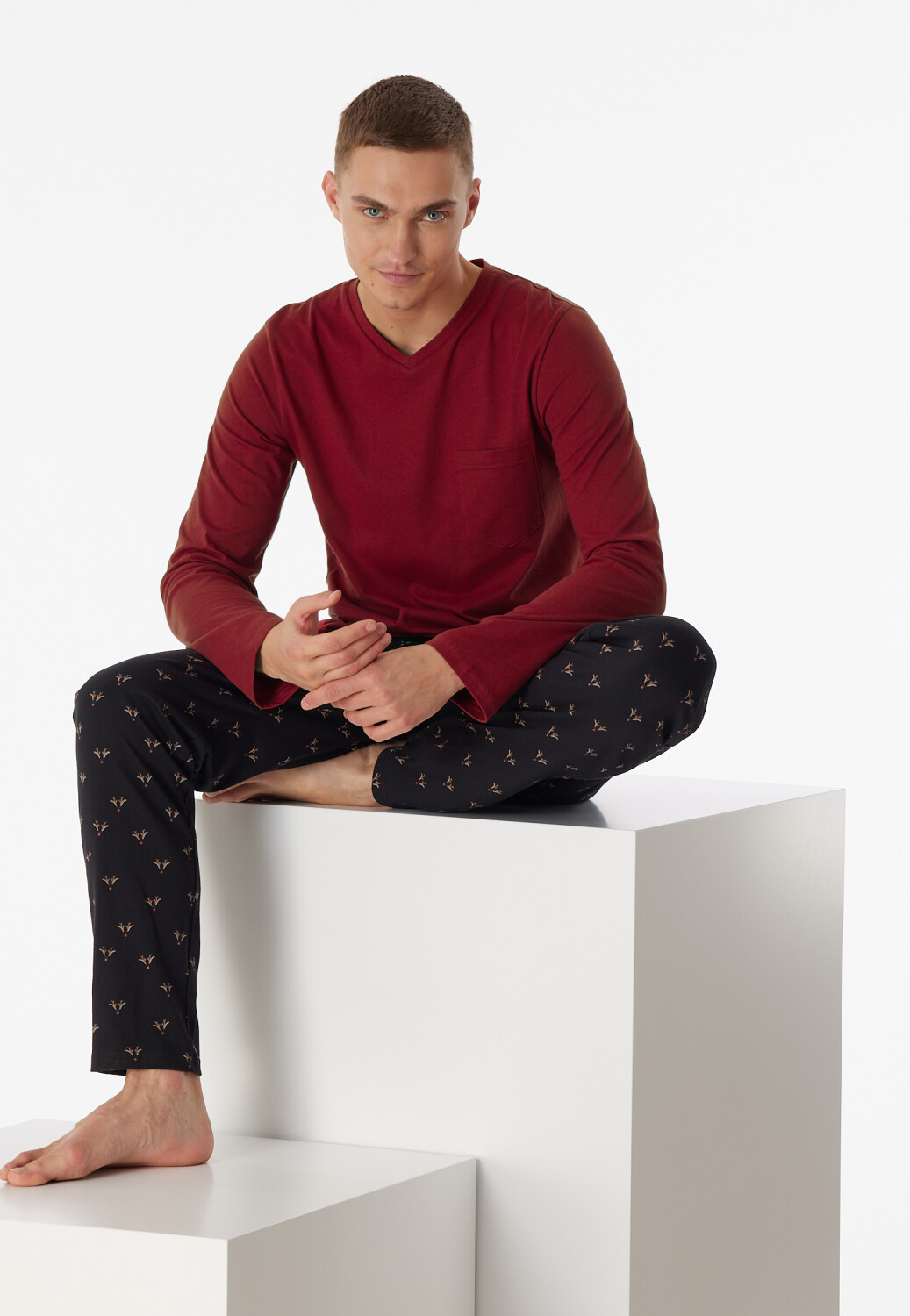Schiesser Pyjama korte ronde hals - Nightwear set, Nachtblauw 182195, 56