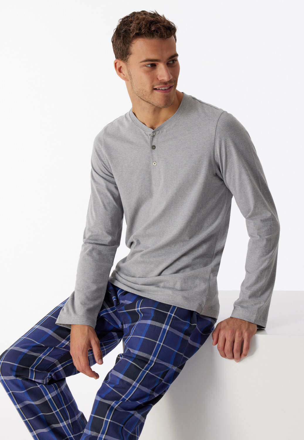 Maglia Henley Manica Lunga Schiesser - Pigiama Comodo In Cotone 100% Per Uomo - Foto 10