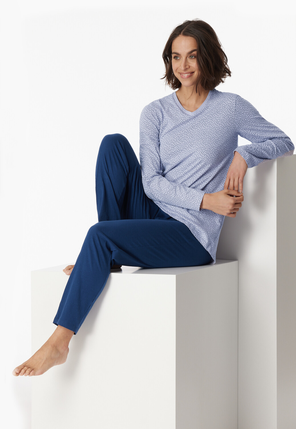 Schiesser Pajamas long V-neck Comfort Essentials (180062)