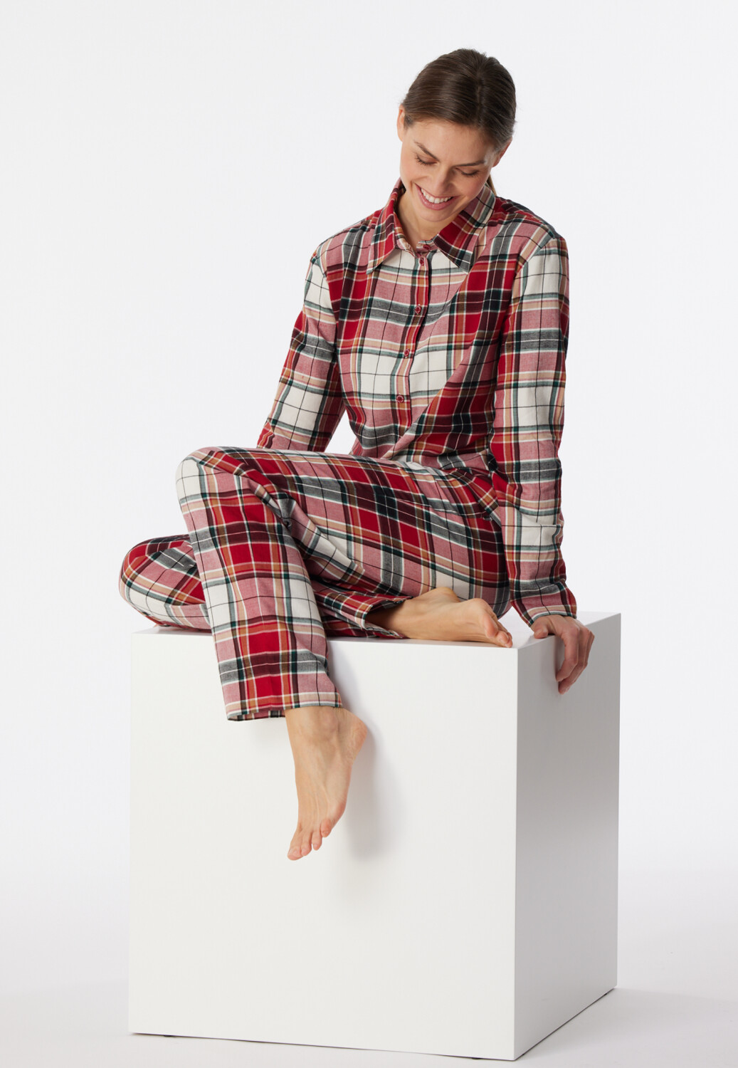 lang bei ab X-Mas € multicolor Flanell (180437) Schiesser Pyjama Bio-Baumwolle | Karos 44,50 Preisvergleich