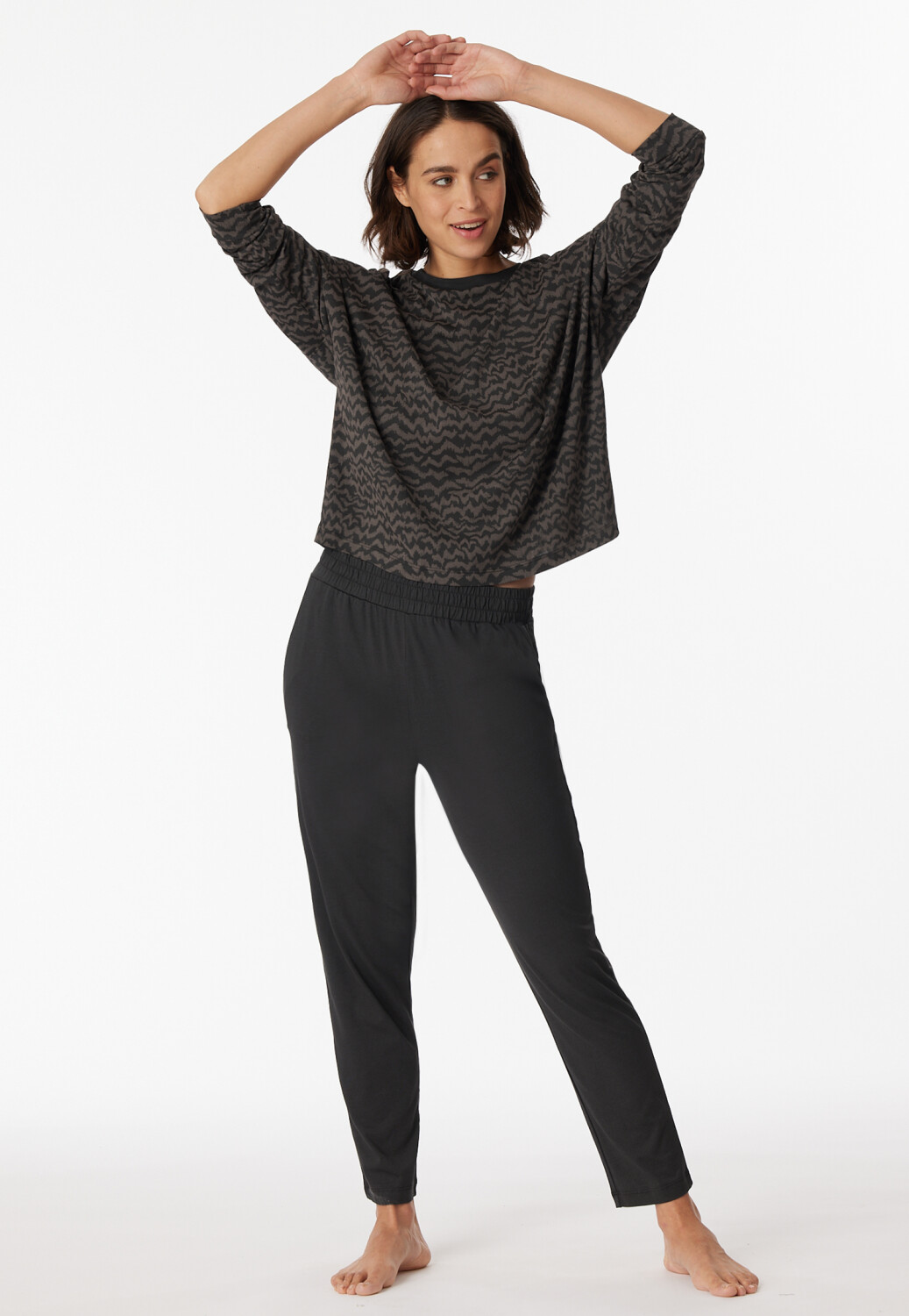 Schiesser Pajamas 7/8-long Modal Oversized anthracite Modern Nightwear (180048)