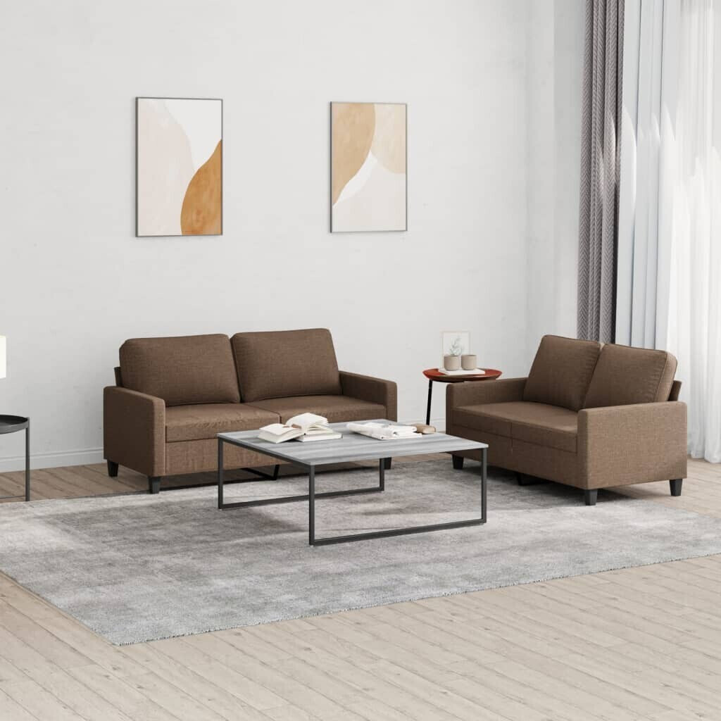 vidaXL 2 pcs. Sofa set with cushions brown fabric (3201447)