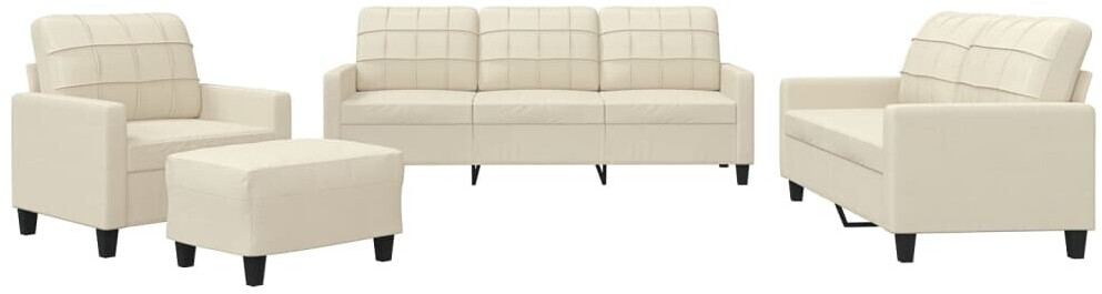 vidaXL 4 pcs. Sofa set with cushions cream faux leather (3201344)