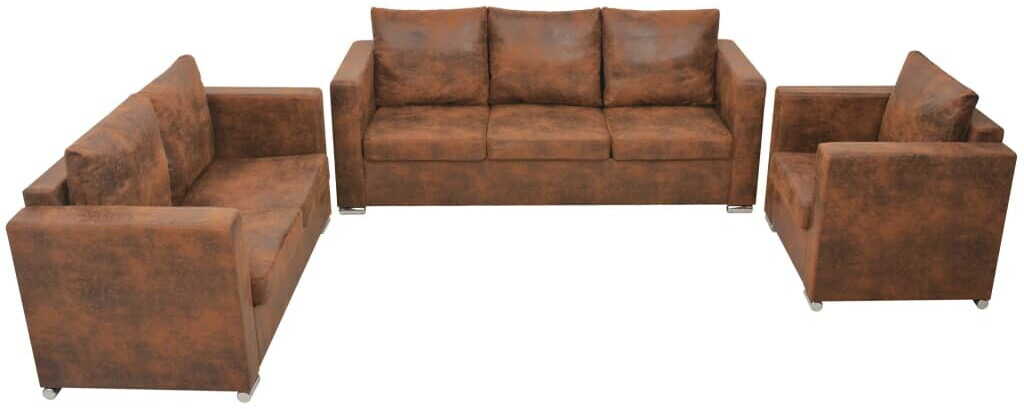 vidaXL Sofa set 3 pieces Artificial Suede (274886)
