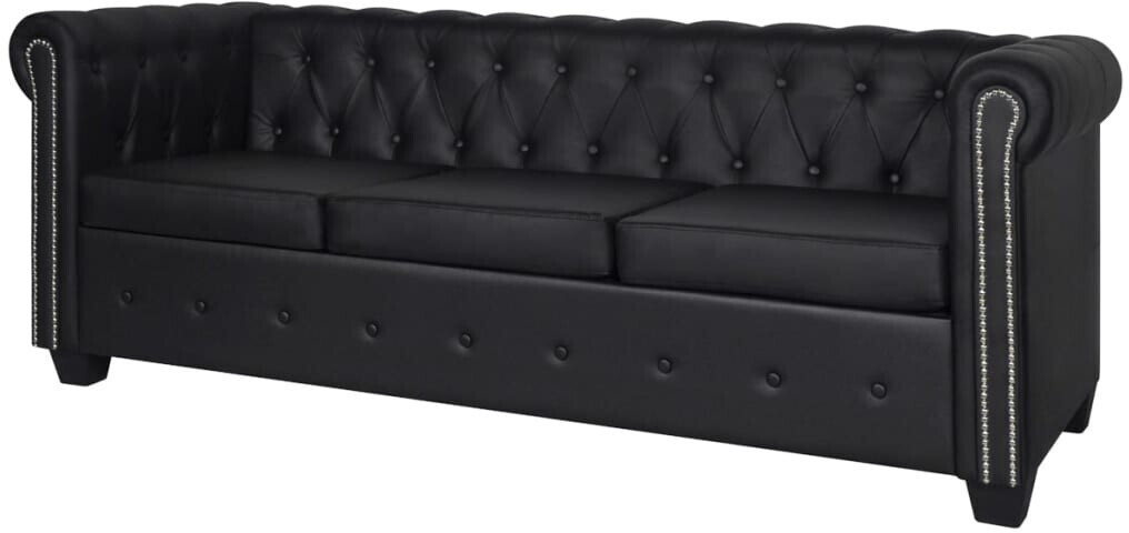 vidaXL Chesterfield sofa 3-seater faux leather black (242370)