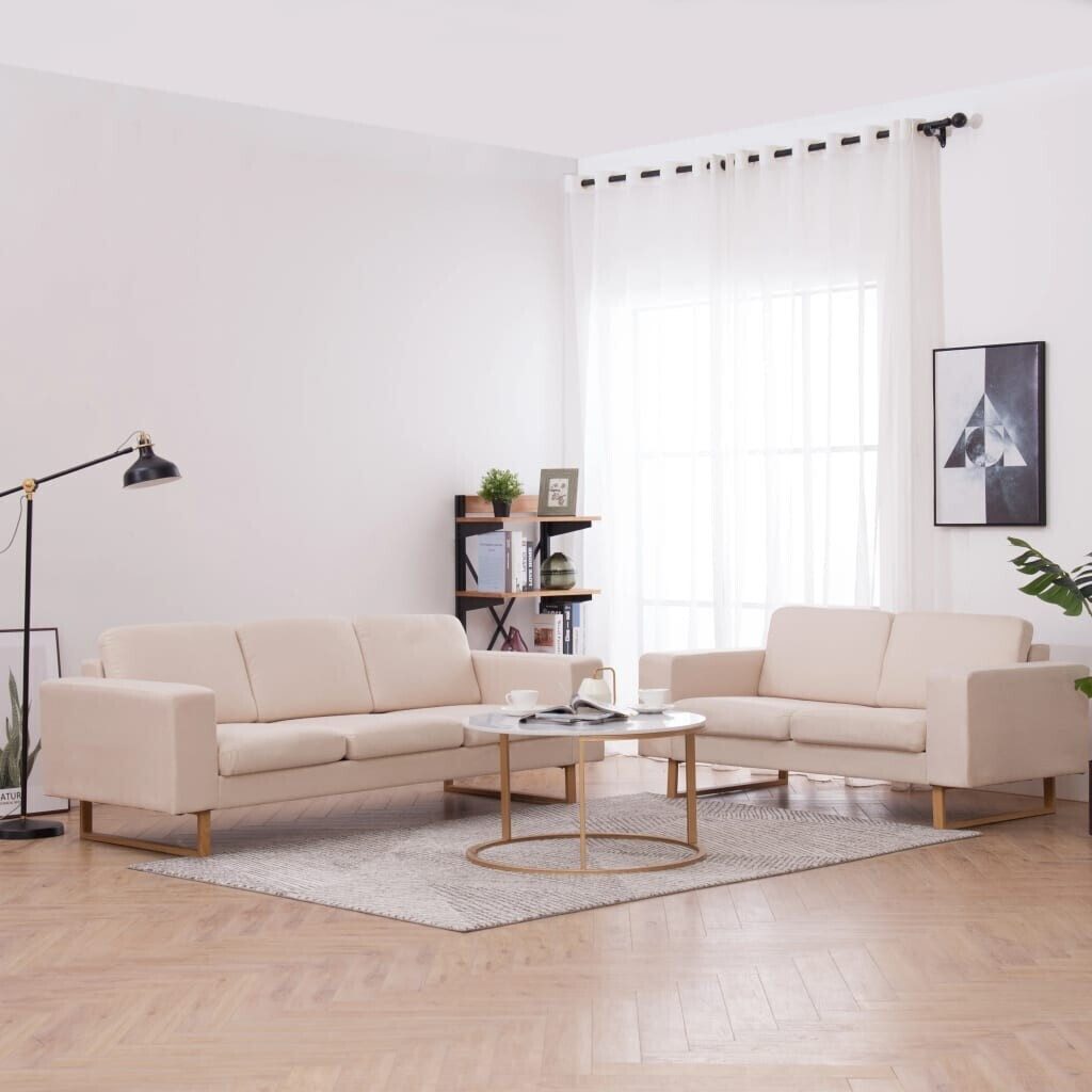 vidaXL 2 pcs. Sofa set fabric cream white (276859)