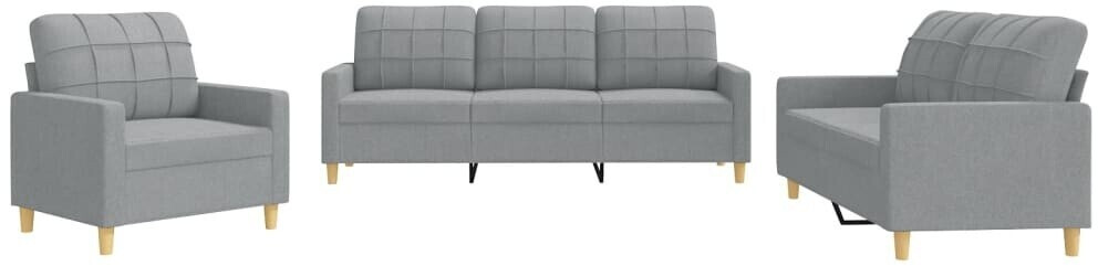 vidaXL 3 pcs. Sofa set with cushions light gray fabric (3201242)