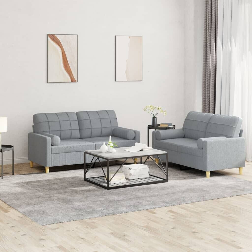 vidaXL 2 pcs. Sofa set with cushions light gray fabric (3201290)