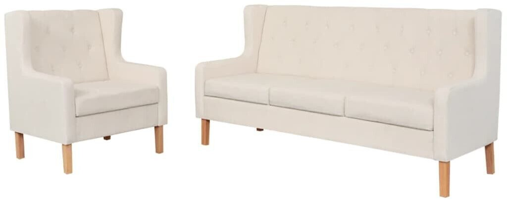 vidaXL 2 pcs. Sofa set fabric cream white (274929)