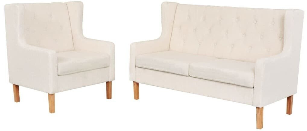 vidaXL 2 pcs. Sofa set fabric cream white (274928)