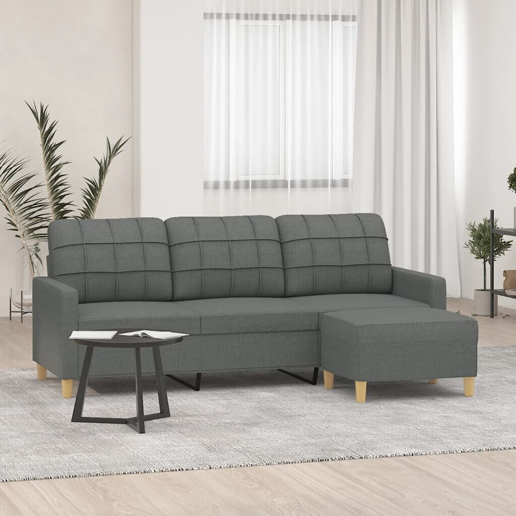 vidaXL 3-seater sofa with stool dark gray 180 cm fabric (3201002)