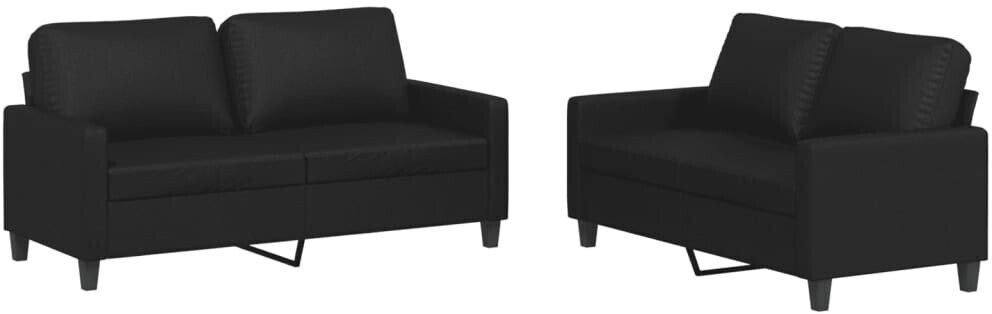 vidaXL 2 pcs. Sofa set with cushions black faux leather (3201408)
