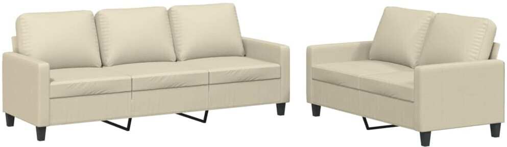 vidaXL 2 pcs. Sofa set with cushions cream faux leather (3201419)