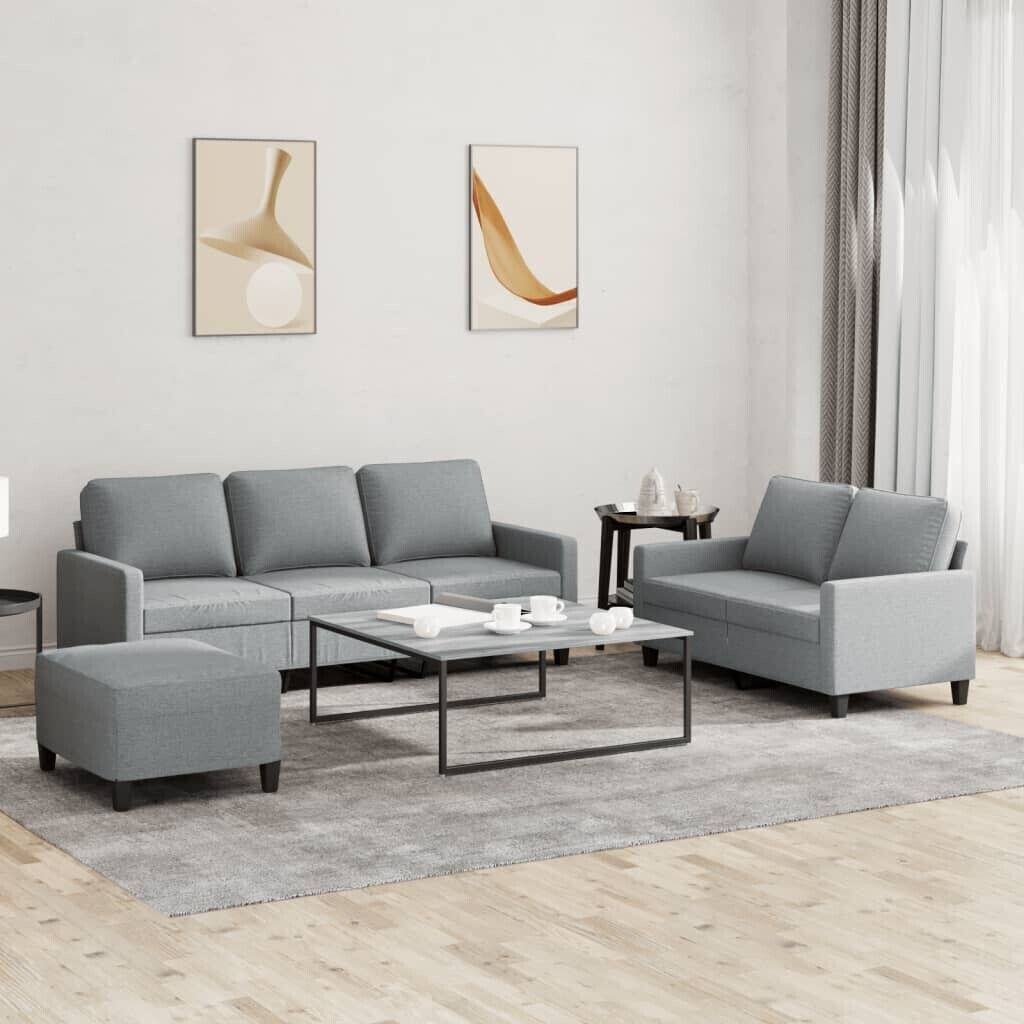 vidaXL 3 pcs. Sofa set with cushions light gray fabric (3201468)