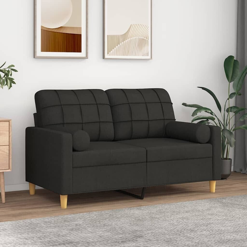 vidaXL 2-seater sofa with decorative cushions black 120 cm fabric (3200778)