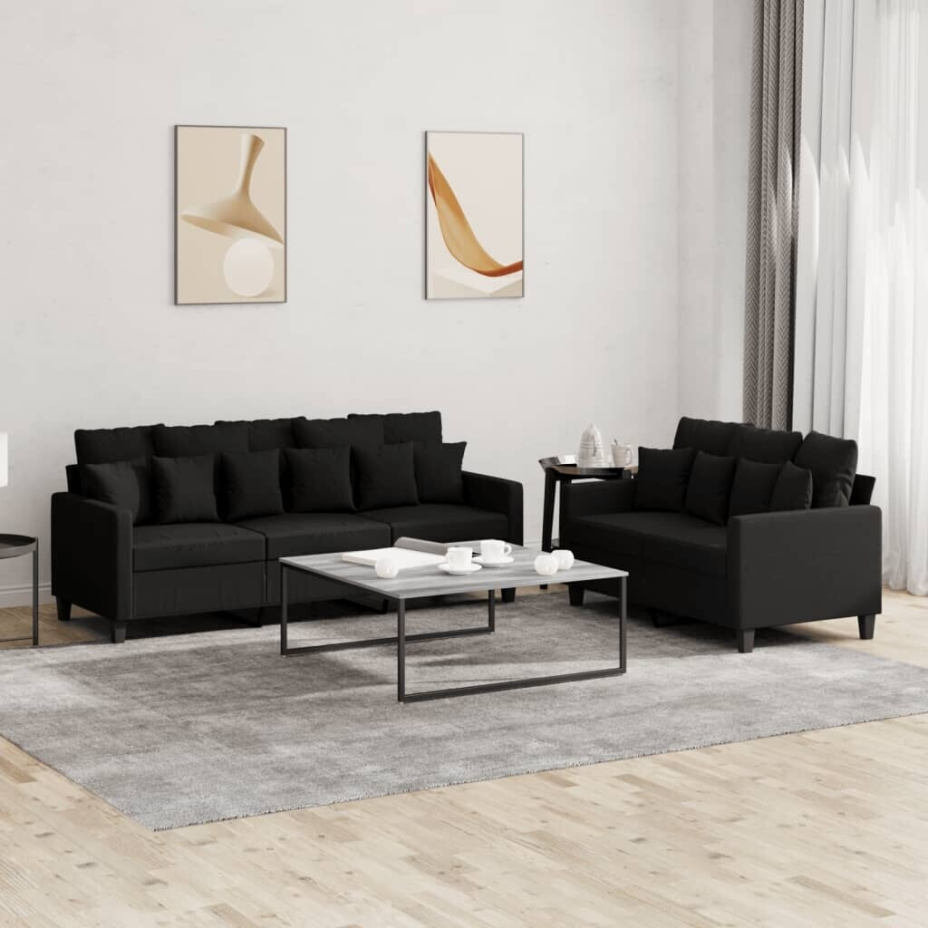 vidaXL 2 pcs. Sofa set with cushions black fabric (3201668)