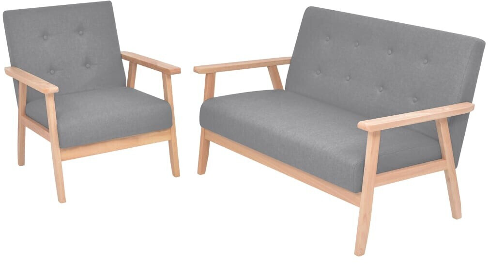 vidaXL Sofa set 2 pieces. Fabric light gray (275176)