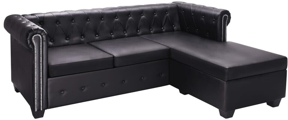 vidaXL Chesterfield sofa in L-shape faux leather black (275224)