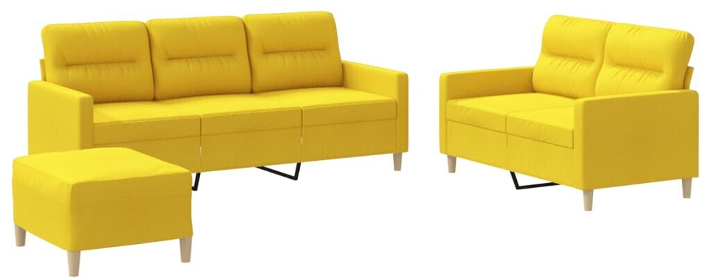 vidaXL 3 pcs. Sofa set with cushions light yellow fabric (3201613)