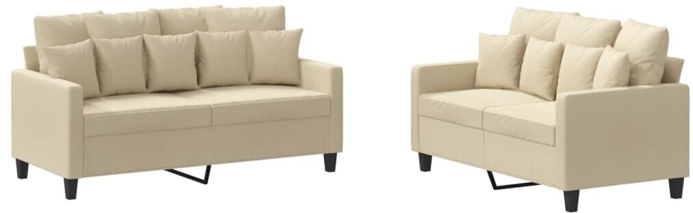 vidaXL 2 pcs. Sofa set with cushions cream fabric (3201650)
