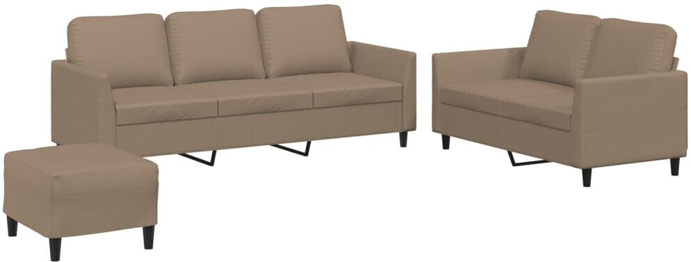 vidaXL 3 pcs. Sofa set with cushions cappuccino brown faux leather (3201769)