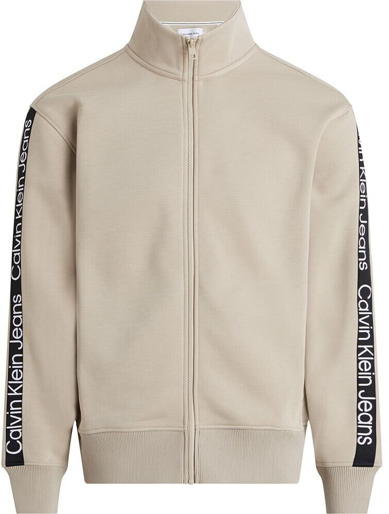 Calvin Klein Cut Off Logo Tape Hwk Full Zip Sweatshirt (J30J324120-PED) beige