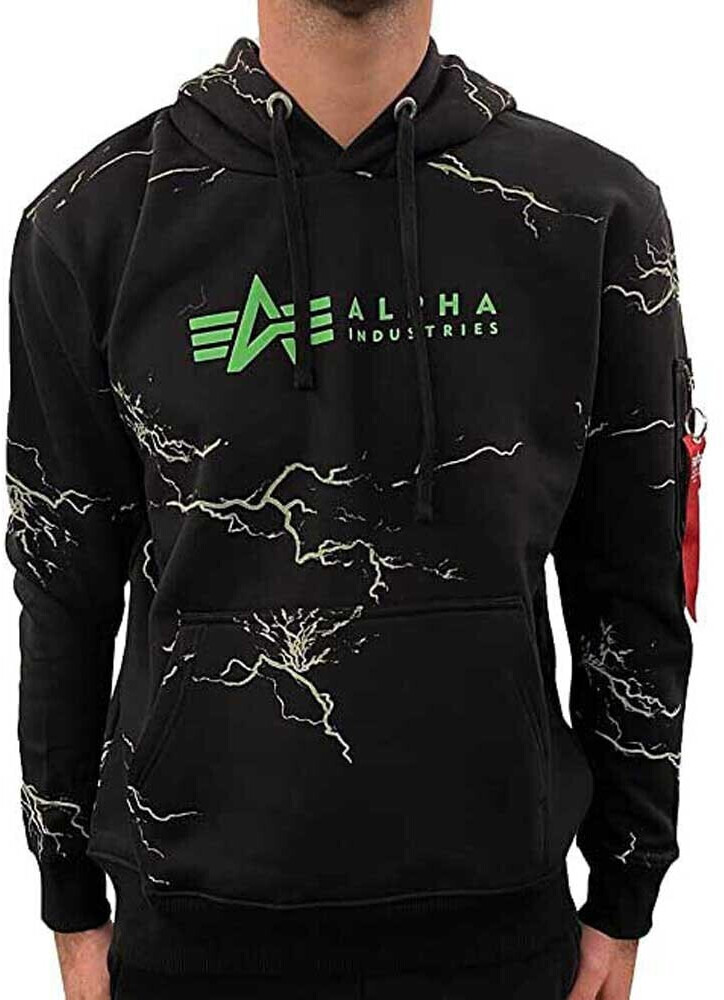 Alpha Industries Lightning All Over Print Hoodie (106330-208) black