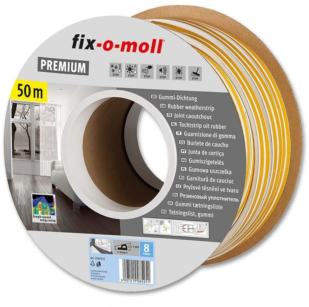 Fix-o-moll P-Profildichtung selbstklebend weiß 50 m 5,5 x 9 mm ab 21,45 €