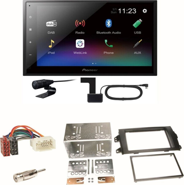 Pioneer DMH-A340DAB Digitalradio Bluetooth Einbauset für Suzuki SX 4 Fiat Sedici