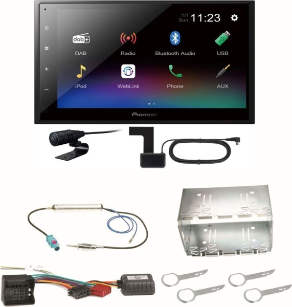 Pioneer DMH-A340DAB Digitalradio Bluetooth Einbauset für Fox Polo 9N3