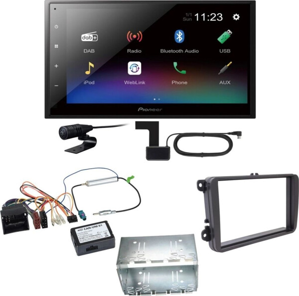 Pioneer DMH-A340DAB Digitalradio Bluetooth Einbauset für T6 Sharan 2 Beetle