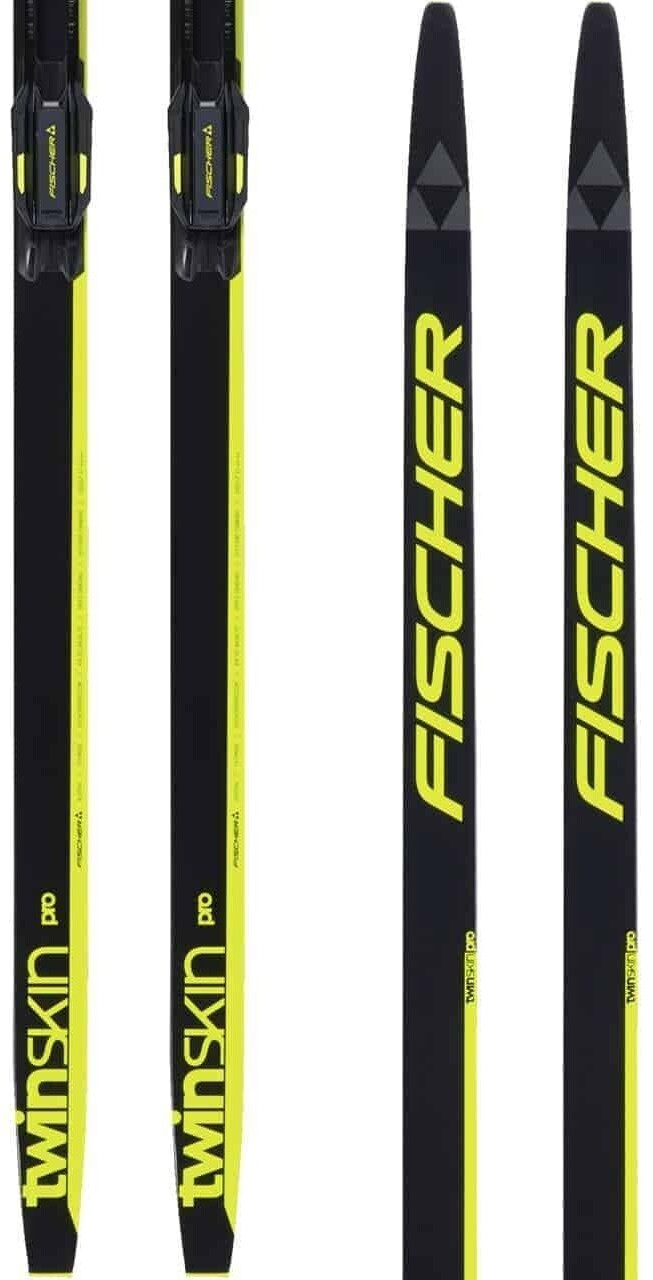 Fischer Twin Skin Pro Medium + Control Step-in Classic No-Wax Ski Set