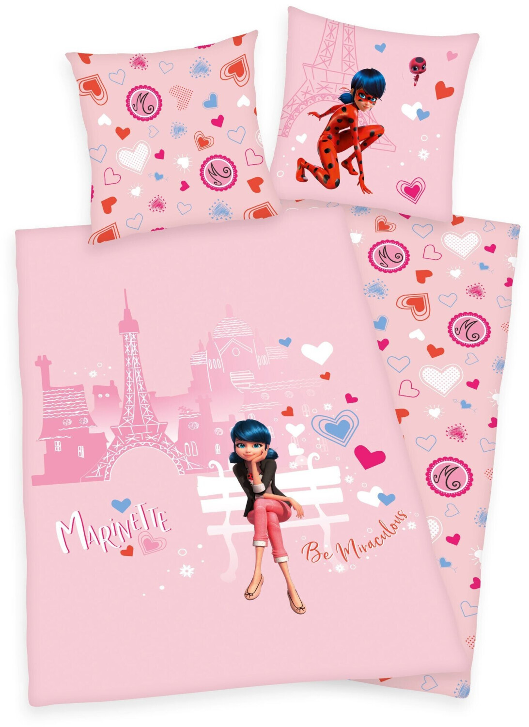 Herding Girls flannel bedding Miraculous Ladybug Love Paris pink flannel