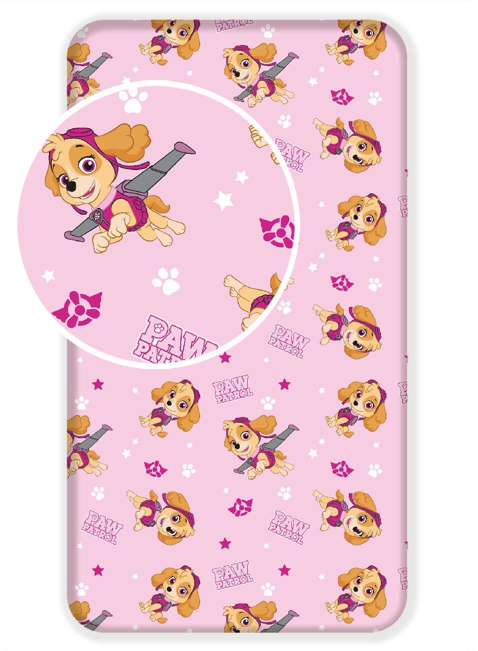 Jerry Fabrics Paw Patrol pink bed sheet with elastic band 90x200 cm