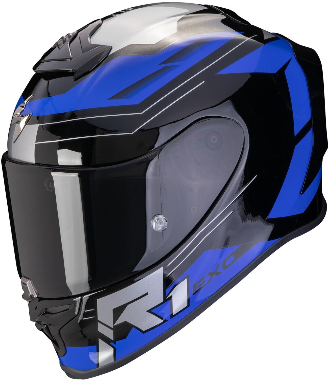 Photos - Motorcycle Helmet Scorpion EXO-R1 Evo Air Blaze black/blue 