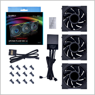 Lian Li UNI FAN TL LCD 120mm Reverse Black 3-pack