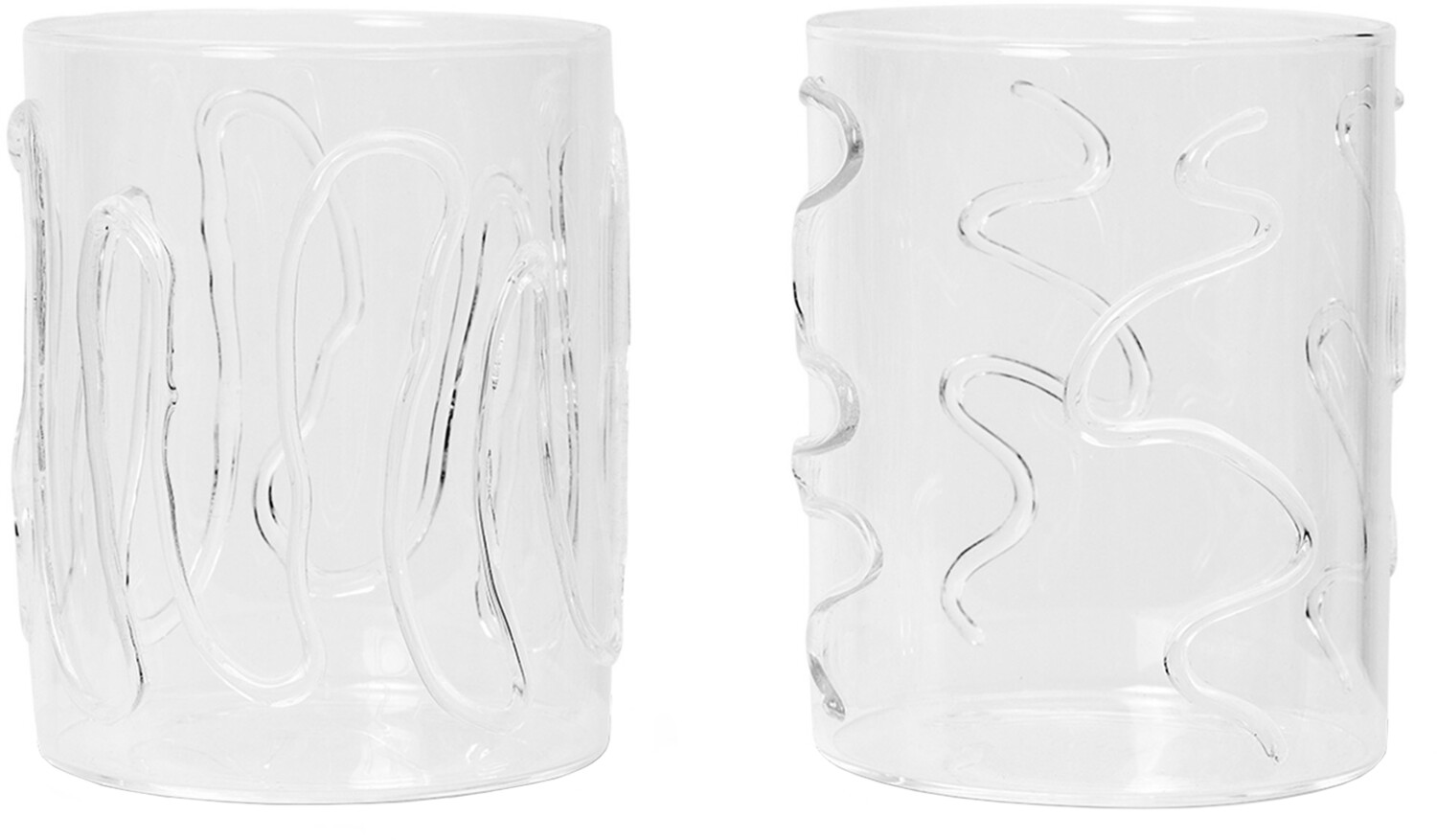ferm LIVING Doodle water glass tall pack of 2 35cl