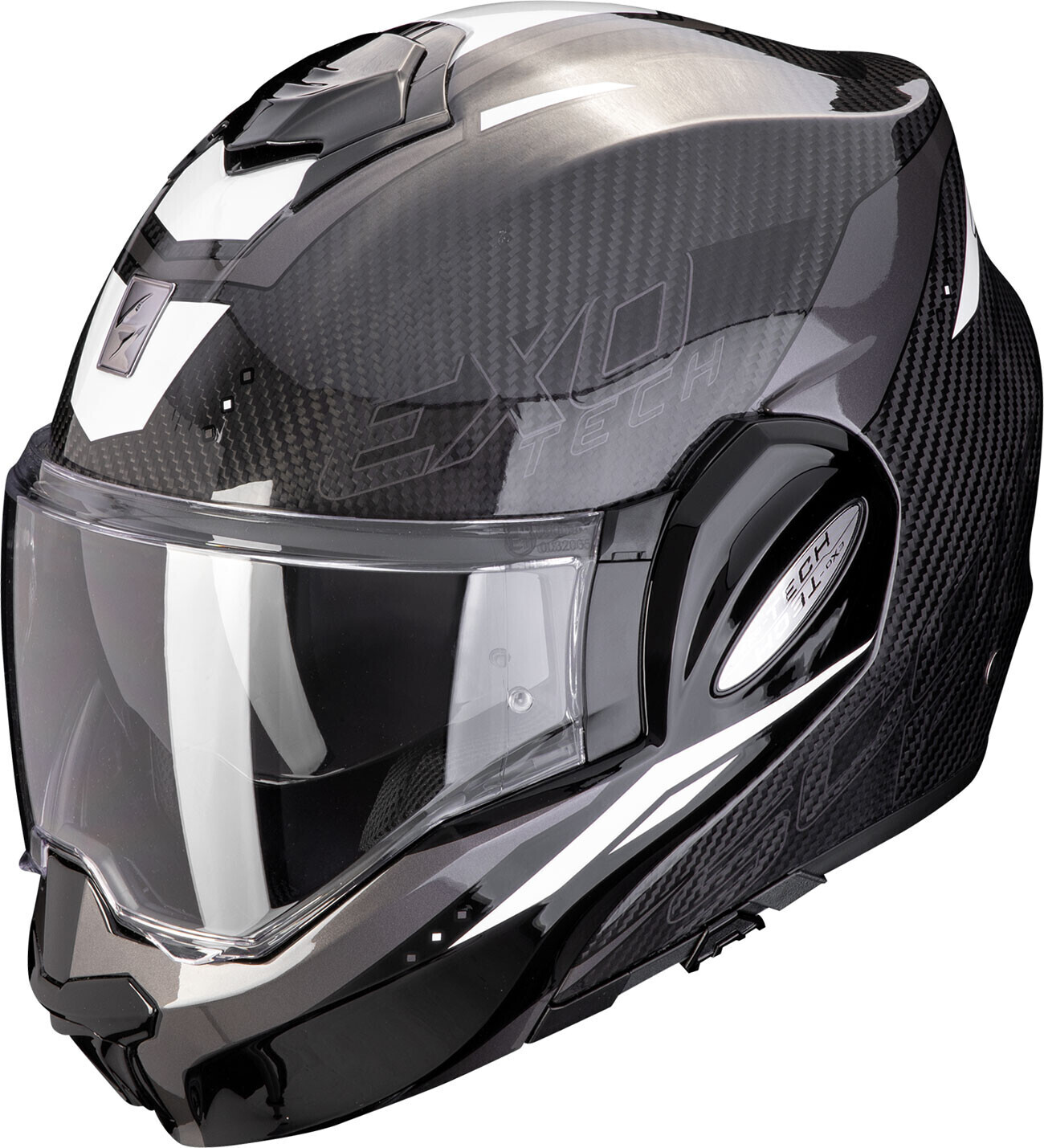Photos - Motorcycle Helmet Scorpion Exo-Tech Evo Carbon black/white 