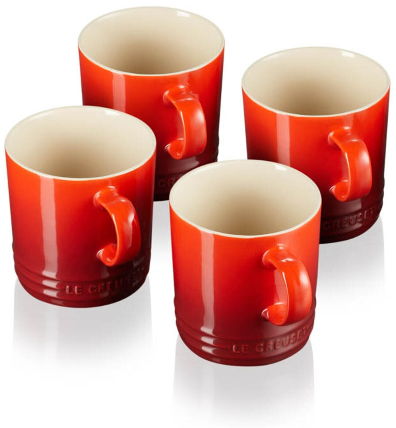Le Creuset Stoneware Set of 4 Mugs cherry red